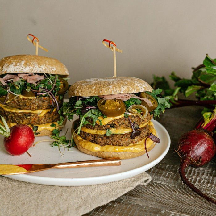 Gluten Free Beet and Lentil Veggie Burgers