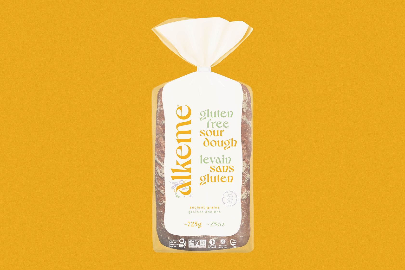 alkeme's gluten free ancient grains loaf packaging